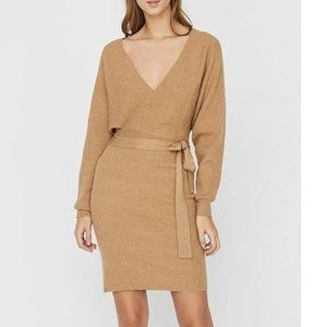 Vero Moda tan/nude batwing sweater dress